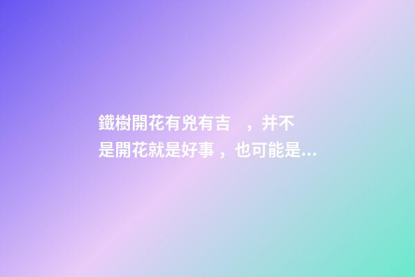 鐵樹開花有兇有吉，并不是開花就是好事，也可能是災難來臨